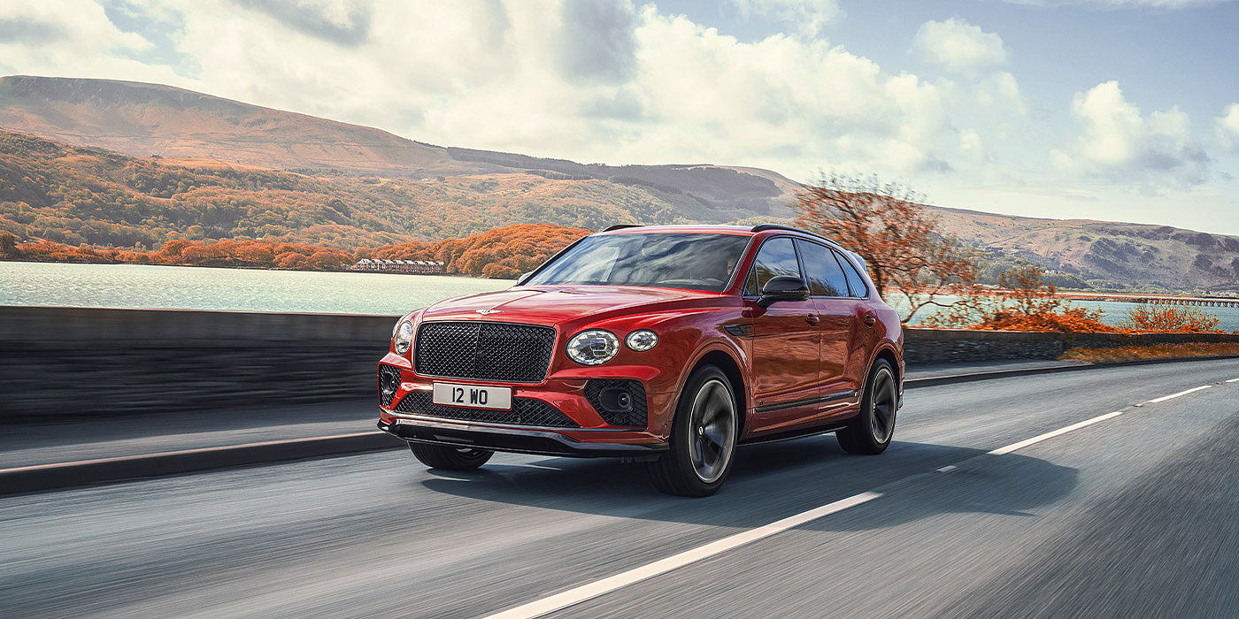 Bentley Manila Bentley Bentayga S SUV in Candy Red paint front 34 dynamic