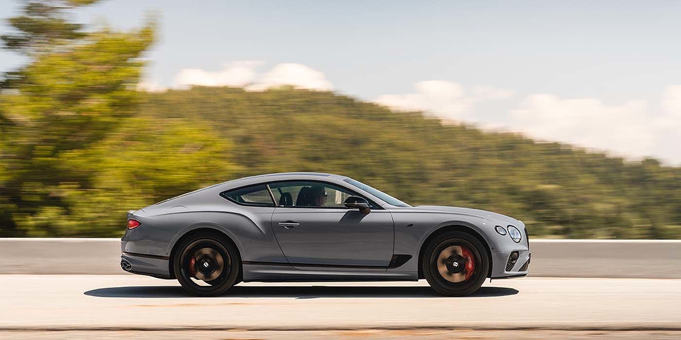 Bentley Manila Bentley Continental GT S coupe in Cambrian Grey paint profile dynamic driving