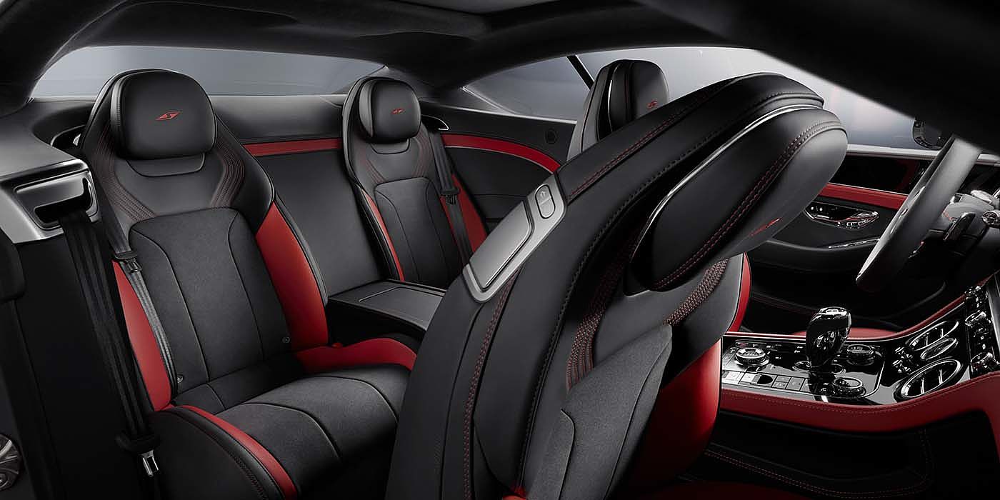 Bentley Manila Bentley Continental GT S coupe in Beluga black and Hotspur red hide with S emblem stitching