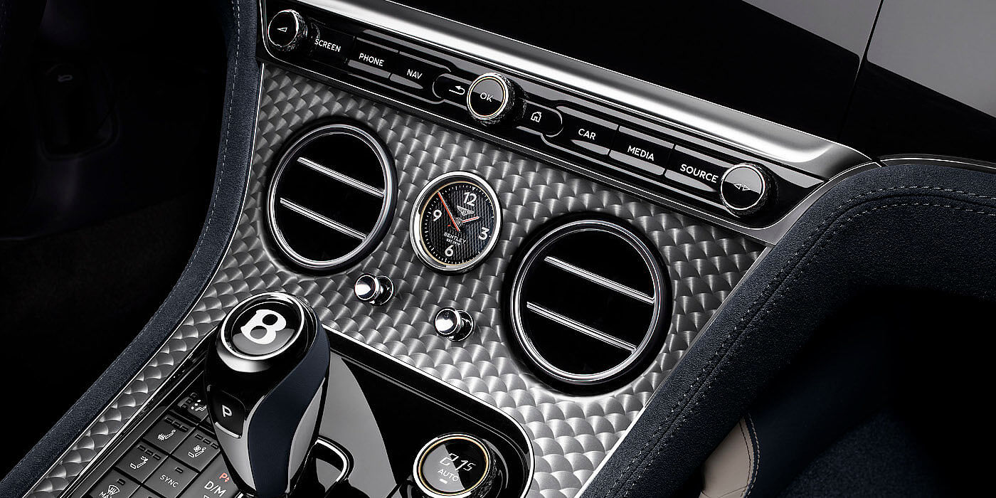 Bentley Manila Bentley Continental GTC Speed convertible front interior engine spin veneer detail