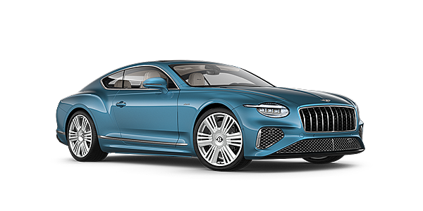 Bentley Manila New Bentley Continental GT Azure coupe front three quarter in Light Windsor Blue paint