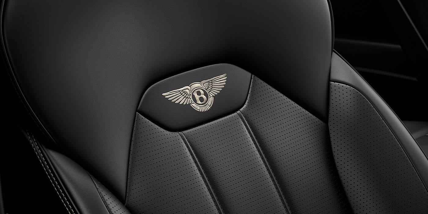 Bentley Manila Bentley Bentayga SUV seat detail in Beluga black hide